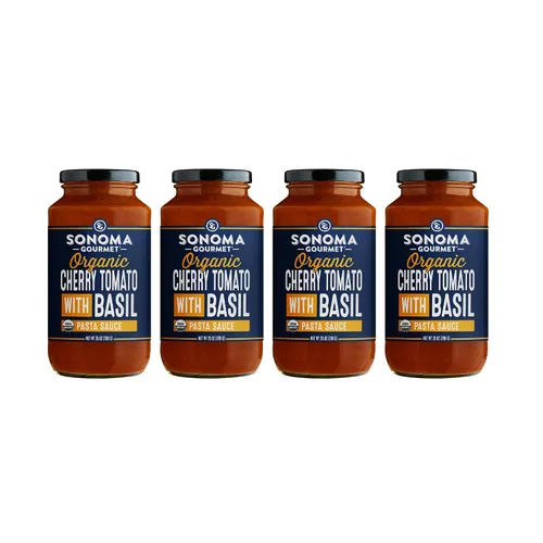 Vista 25 de Sonoma Gourmet Tomate cherry con salsa de pasta de albahaca USDA orgánico, sin OMG, sin gluten y sin azúcar añadido, hecho con ingredientes