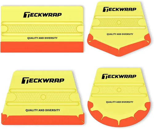 Vista 11 de Teckwrap - Escobilla de goma, fieltro y plástico de 4 pulgadas para calcomanías de vinilo para automóviles, herramienta de aplicación