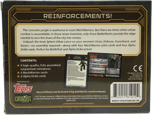 Vista 3 de Catalyst Game Labs BattleTech Mini Force Pack: Inner Sphere Urban Lance, gris