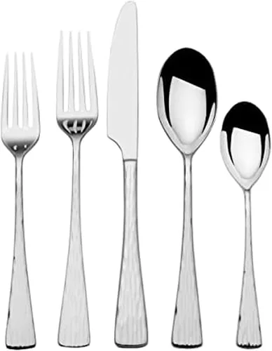 Vista 4 de Mikasa Harmony - Juego de cubiertos de 45 piezas, acero inoxidable 18/10 para 8, incluye tenedores, cuchillos, cucharas y juego de utensilios