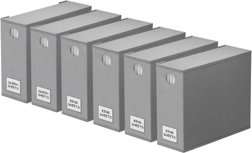 Vista 11 de SpaceAid Paquete de 6 Organizadores y Almacenamiento de Sábanas de Cama, Organizador de Sábanas Plegable con Ventana para Armario de Ropa Blanca