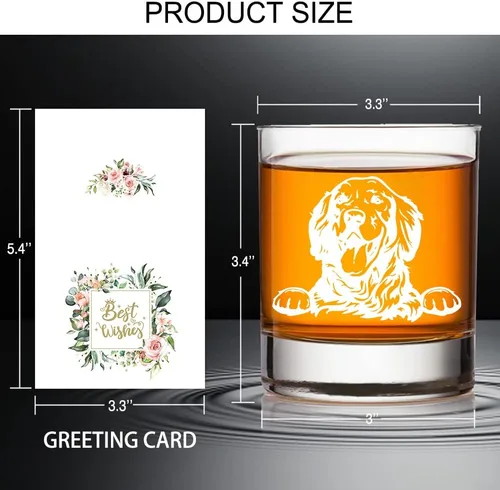 Vista 2 de AGMDESIGN Golden Retriever Whiskey Glass Gift Box, Birthday Christmas Gifts for Men Women Dog Dad Mom Pet Parents, Mother's Day Father's Day Gifts