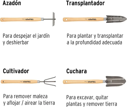 Vista 2 de TRUPER JJ-4L Juego de herramientas de jardinería de 4 piezas de 15