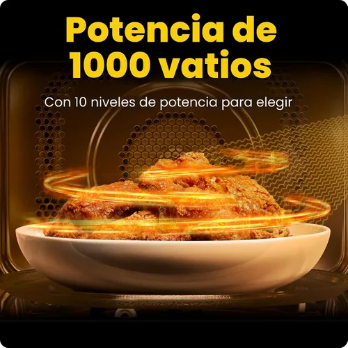 Vista 4 de Horno microondas de sobremesa Chefman 1,1 pies cúbicos, 1000 vatios con 10 niveles de potencia, 6 ajustes de cocción con cocción exprés de un toque