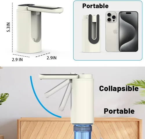 Vista 4 de Dispensador de agua portátil para botella de 5 galones, dispensador de agua, bomba de agua eléctrica, bomba de agua recargable para jarra de 5