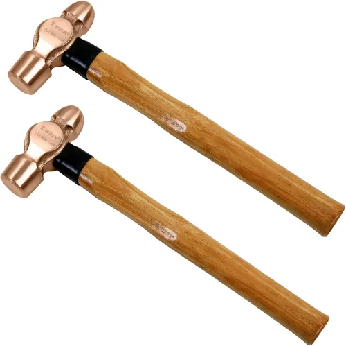 Vista 12 de WEDO Martillo de bola de cobre de 24 oz (1-1/2 libras), martillo de bola con mango de madera, longitud 325 mm (13"), forjado a presión, resistente a