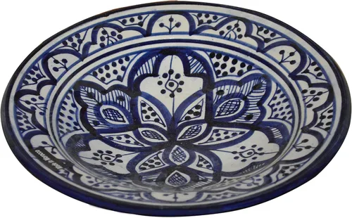 Vista 2 de Platos de cerámica marroquíes hechos a mano aperitivo tapas decorativas 10 pulgadas redondo