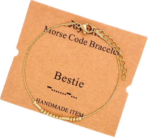 Vista 38 de JoycuFF Pulseras inspiradoras de código morse para mujeres, cuentas de plata, joyería con mantra de motivación, regalos para ella