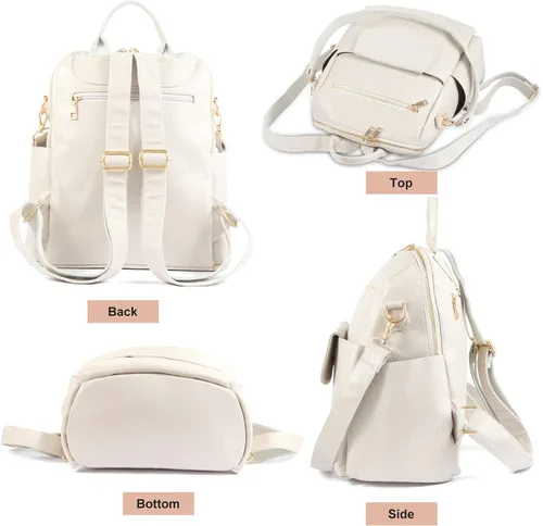 Vista 16 de Mochila de moda para mujer, impermeable, bolsa de viaje, bolsa de hombro convertible para mujer