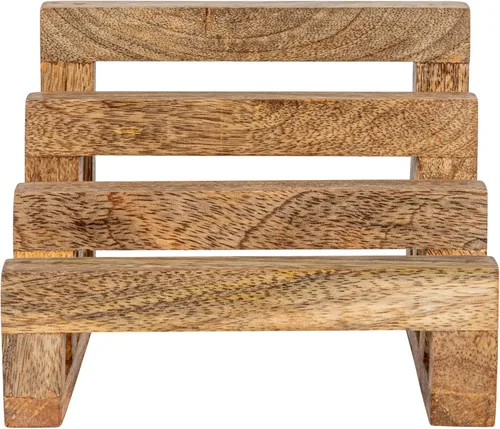 Vista 7 de Creative Co-Op - Soporte para tabla de cortar de madera de mango de 6 pulgadas con 3 secciones para cocina, natural