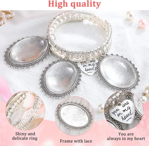 Vista 3 de Ramo de boda, marco de fotos, ramo de novia, dije de foto conmemorativo de encaje, ramo ovalado, colgante de fotos para boda, boda, despedida