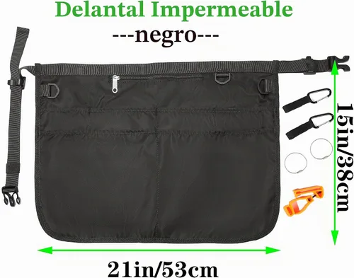 Vista 5 de Bafelia Delantal de limpieza impermeable con 7 bolsillos, suministros de limpieza para el hogar, delantal de criada ligero y duradero Negro