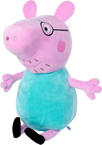 Vista 3 de Simba 109261005 Peppa Pig Peluche Papa Pig, 14.6 in, en traje estándar, figura de felpa, juguete de peluche, desde los primeros meses de vida