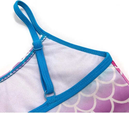 Vista 4 de SHEKINI Traje de baño de dos piezas con volantes y volantes para niña