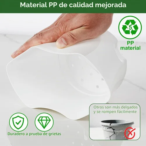 Vista 4 de Macetas de Riego Automático KIMCHOMERSE, Macetas de 6 Pulgadas para Orquídeas, Pack de 3 Macetas para Flores, Macetas para Plantas