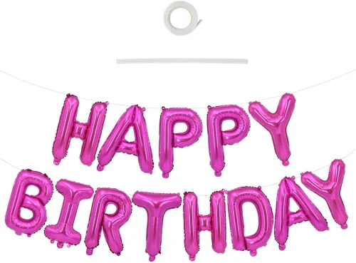 Vista 29 de TONIFUL Pancarta de Globos Negros de Feliz Cumpleaños de 16 Pulgadas con Letras de Papel de Aluminio Mylar, Cartel Banderín Reutilizable