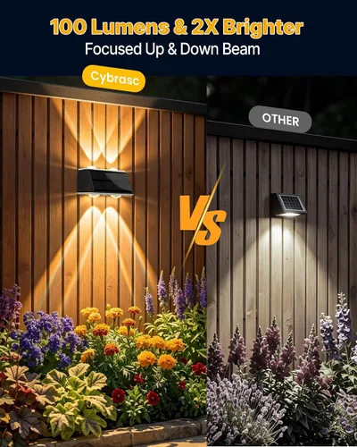 Vista 2 de Luces solares para valla al aire libre con control remoto, paquete
