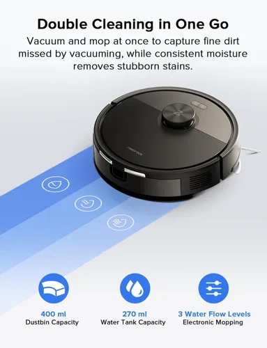 Vista 4 de Roborock Q7 L5 - Robot aspirador y fregona, 8,000 Pa de succión, actualización de Q5 Pro, sistema dual anti-enredo, navegación LiDAR, mapeo
