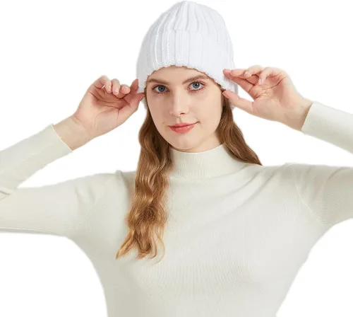 Vista 2 de NPQQUAN Gorro de punto de invierno cálido para mujer y hombre