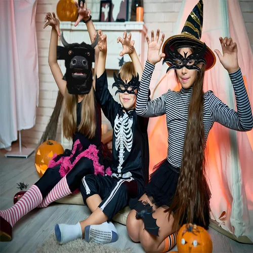Vista 5 de Máscara de toro, cuerno de buey, boca aterradora, mandíbula en movimiento, vaca, traje de animal realista, disfraz peludo para Halloween, mascarada