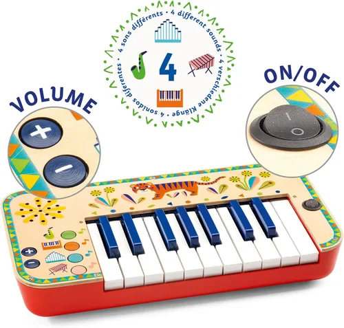 Vista 2 de DJECO Animambo - Sintetizador - Instrumento musical seguro para niños, lindo juguete musical educativo para habilidades motoras, creatividad