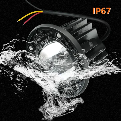 Vista 5 de Luces LED de cápsula redonda amarilla/blanca de montaje empotrado, 2 piezas de 7.6 cm, 30 W, luces de marcha atrás, reversa, delanteras