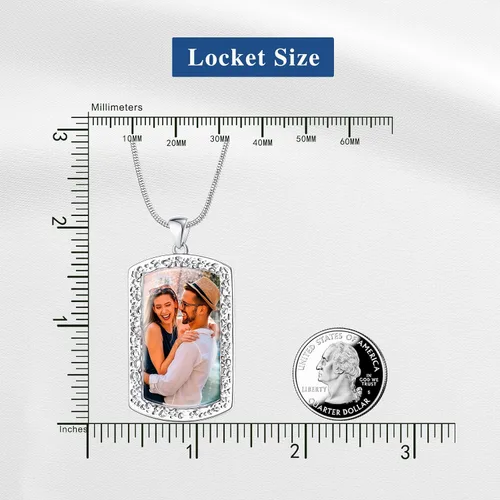 Vista 6 de Fanery Sue Personalized Picture Necklace for Men,Custom Text Jewelry Gift Plata - Collar con placa de identificación simple