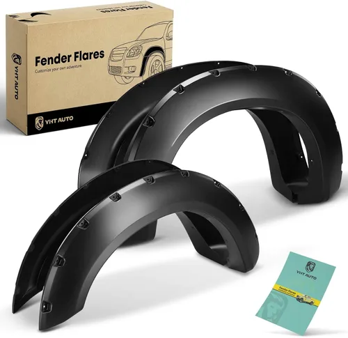 Vista 13 de YHTAUTO Guardabarros estilo bolsillo con kit de herrajes compatible con Ford F-250 F-350 Super Duty 2008-2010, protectores de rueda lisos negros