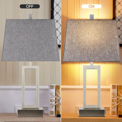 Vista 9 de Lolikit Lámparas de mesa con control táctil de 23.5 pulgadas, lámpara de noche de metal para dormitorio, juego de 2 con puertos USB A+C y salida