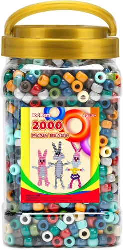 Vista 23 de IOOLEEM Cuentas de pony (2000 piezas, cuentas de pony negras), cuentas para hacer joyas, cuentas para manualidades, suministros para ensartar Negro
