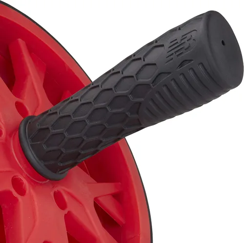 Vista 3 de New Balance Ab Wheel - Rodillo abdominal con ruedas antideslizantes con asas de agarre seguro, negro/rojo