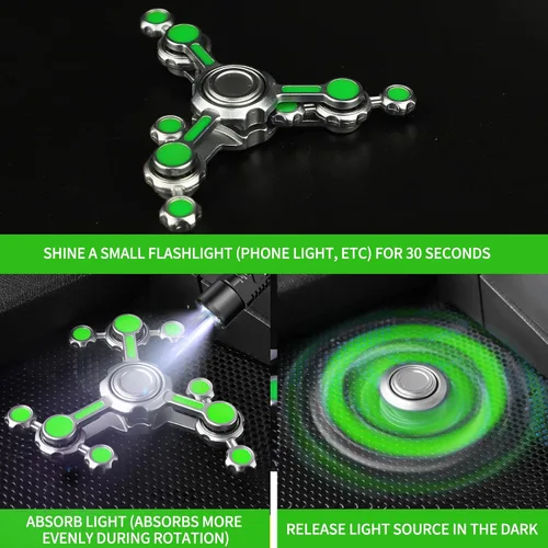 Vista 4 de Dilabnba Infinity Gear Fidget Spinners juguete para niños y adultos, juguete de metal fresco para aliviar el estrés, antiansiedad, luz que brilla