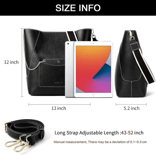 Vista 3 de BOSTANTEN Carteras y bolsos de cuero para mujer, bolsos grandes de diseño, bolsas cruzadas suaves, con bolsillo con cremallera, bolsillo pequeño