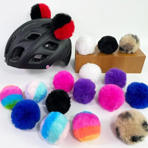 Vista 6 de Bolas redondas suaves para decoración de casco, accesorios de casco, 2 unidades para motocicleta, bicicleta, casco de esquí, diseño reutilizable