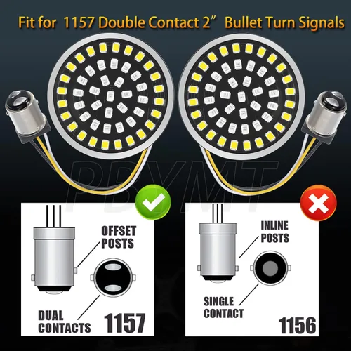 Vista 5 de PBYMT 1157 Luz LED de señal de giro frontal de 2 pulgadas, kit de cubierta de lente ahumada de bala compatible con Harley Davidson Dyna Softail
