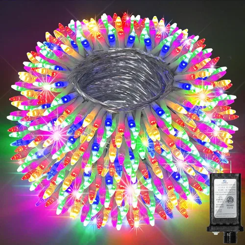 Vista 7 de Paquete de 2 Total 200 Pies 600 Luces LED de Navidad en Cadena, Luces de Árbol de Hadas Blanco Frío Conectables, 8 Modos y Temporizador Luces