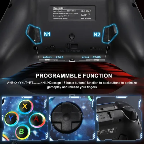 Vista 4 de opclzs Wireless Pro Controller for SwitchLiteOLEDiOSPCAndroid Replacement Controller with Headphone Jack for Nintendool witch Pro Controller