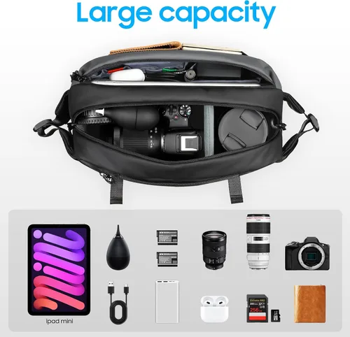 Vista 9 de FINTIE Bolsa bandolera para cámara con trípode para cámaras DSLR SLR sin