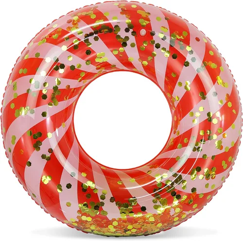 Vista 12 de POZA Flotador de Tubo Inflable para Piscina – Anillo de natación de confeti brillante, Tubo Inflable de Servicio Pesado Resistente a los Rayos UV
