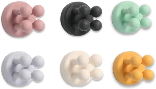 Vista 14 de 6 soportes de silicona impermeables para cepillos de dientes, ganchos autoadhesivos multifunción para colgar llaves, ropa, toalla, cable