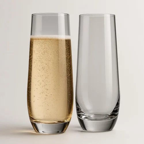 Vista 3 de Copas de champán sin tallo de 9.4 onzas, juego de 2 elegantes vasos de cristal transparente con borde estrecho, sin plomo, apto para lavavajillas