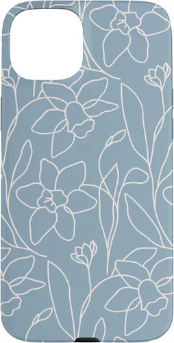 Vista 9 de Poppy Flower Line Art Modern Leaves Boho Light Blue Case for iPhone 17