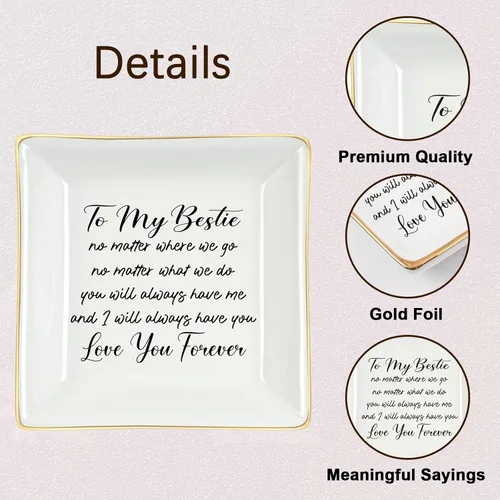 Vista 6 de Homlouue Best Friend Present for Women, To My Bestie Ring Dish, Friendship Going Away Gifts for Friends, Birthday Gifts for Women Bestie, Sister