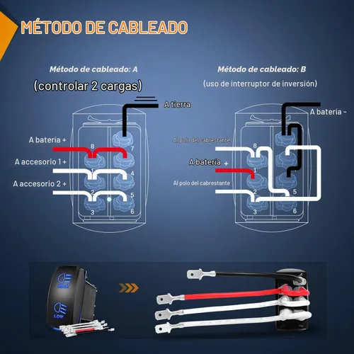 Vista 8 de Nilight Interruptor basculante de luces de alto y bajo alcance, interruptor de palanca de encendido/apagado/encendido DPDT de 7 pines, cables