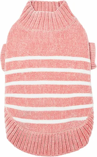 Vista 9 de Blueberry Pet Suéter de Chenilla Suave y Acogedor Elegante a Rayas para Perro en Rojo Borgoña, Longitud de Espalda 10", Paquete de 1 Prenda