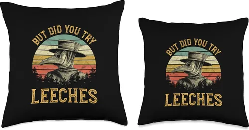 Vista 3 de But Did You Try Leeches Mask Cloak Funny Plague Doctor Lover Throw Pillow