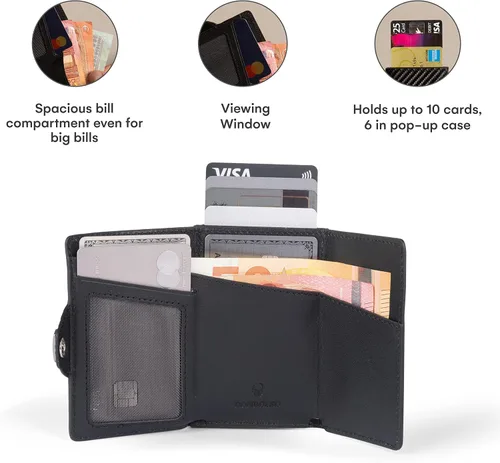 Vista 4 de DONBOLSO Cartera Flip I Slim Wallet con Flip Case I Tarjetero para hasta 10 tarjetas