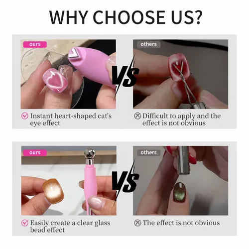 Vista 10 de modelones Imanes de uñas con imán de ojo de gato, ojo de gato, color marrón Juego de imanes de ojo de gato rosa bebé A A A