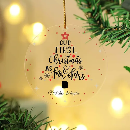 Vista 17 de Adornos de Navidad personalizados, adorno de matrimonio para la primera Navidad 2024, adorno de foto personalizado para mamá, adorno de primera