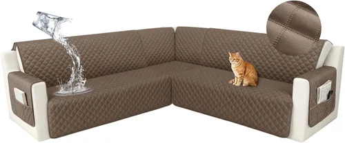 Vista 40 de HDCAXKJ Funda seccional de esquina impermeable para sofá de terciopelo en forma de L, fundas para sofá para mascotas, perros, suaves, resistentes